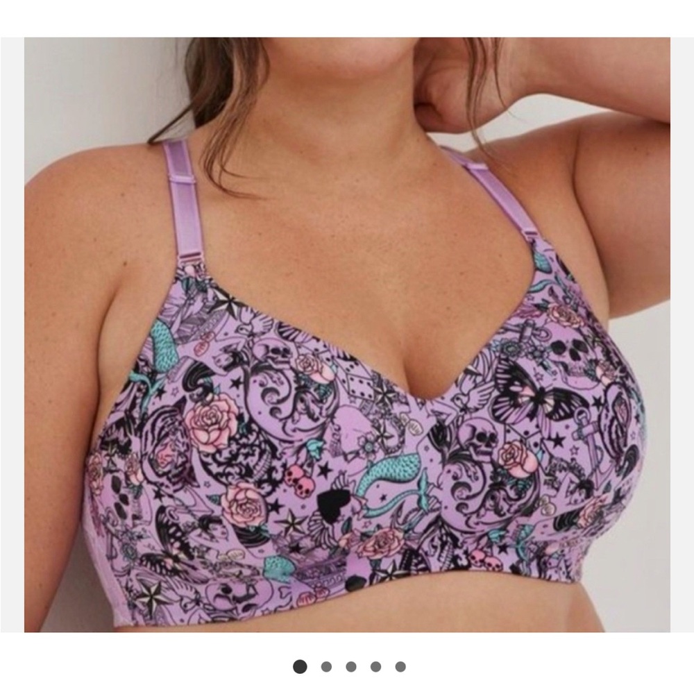 Torrid Purple Floral Bra with Adjustable Straps